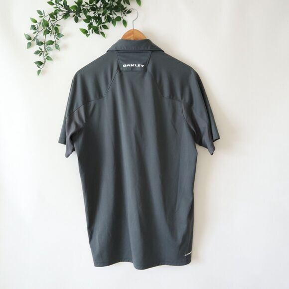 Oakley Men's Gray & Pink Regular Fit Snap Button Polo Shirt Size Medium - Picture 3 of 4